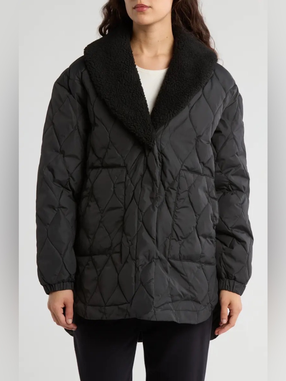 Spiritual Gangster Ivy Diamond Quilted Jacket with Faux Shearling Trim Size M/L
